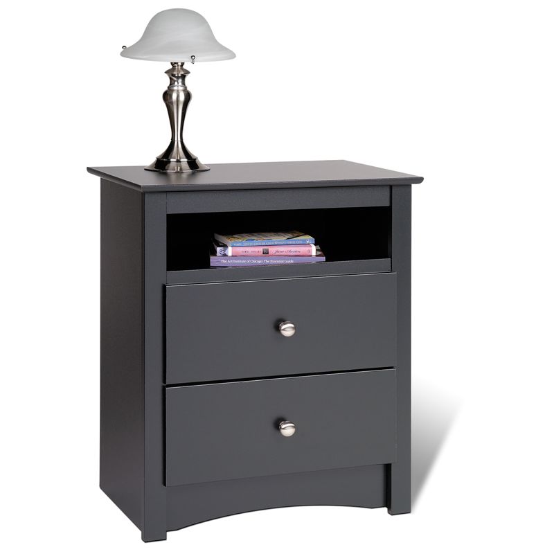 Prepac - Sonoma Black 2 - Drawer Tall Night Stand with Open Cubbie - BDC-2428
