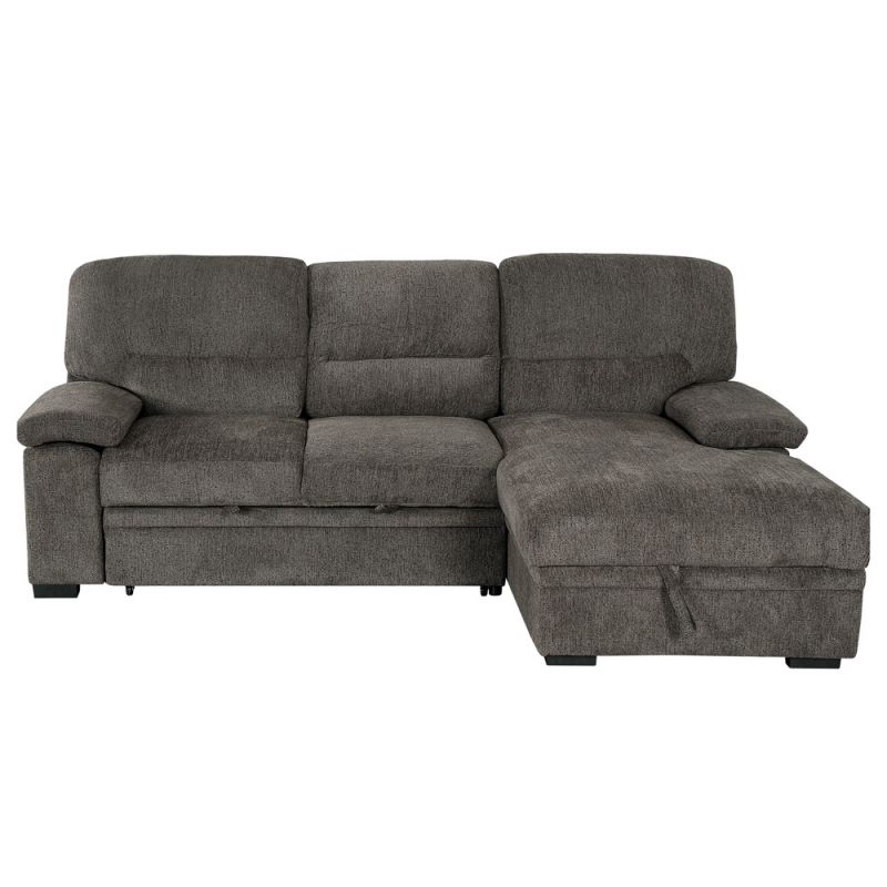 Primo International - Jordan 93 in. Brown Right Facing L Shaped Sleeper Sectional with Storage - 58564