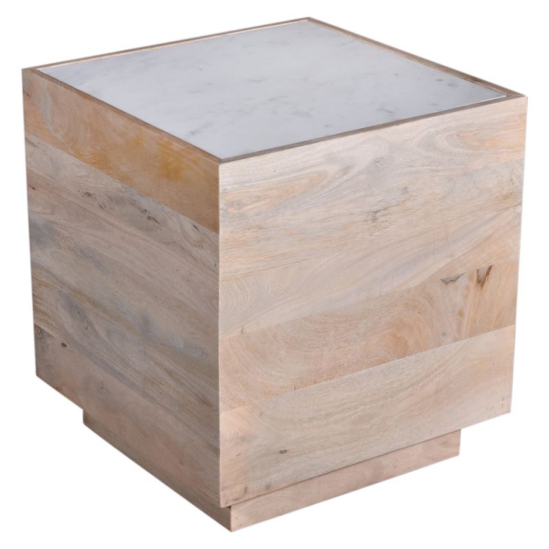 Primo International - Oasis 20 in. Wood and Marble Side Table - 59593