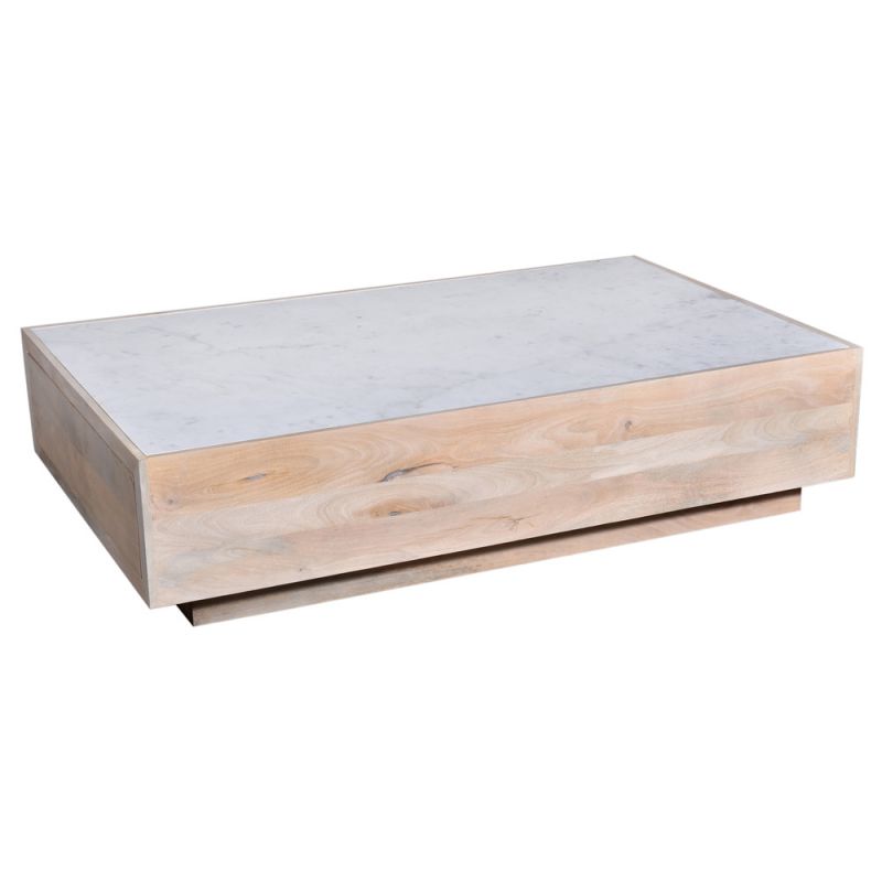 Primo International - Oasis 59 in.  Wood and Marble Storage Coffee Table - 59597