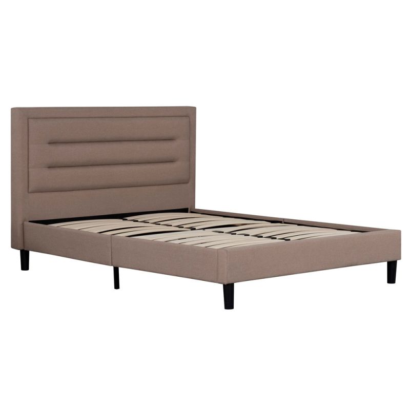 Primo International - Olivia Full Brown Upholstered Tufted Platform Bed - 48407