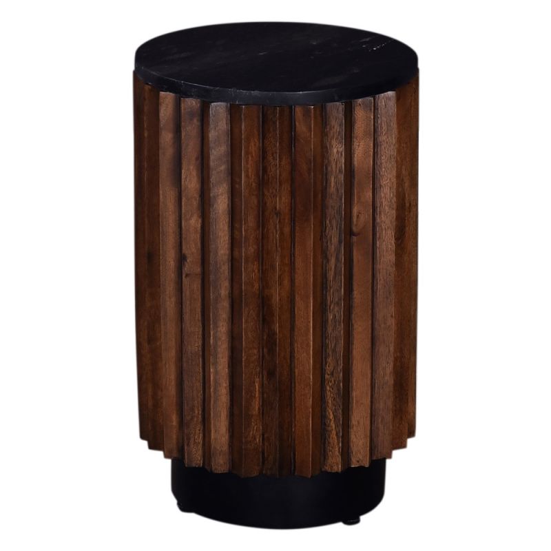 Primo International - Pierre 12 in. Black Marble Wood Side Table - 59526