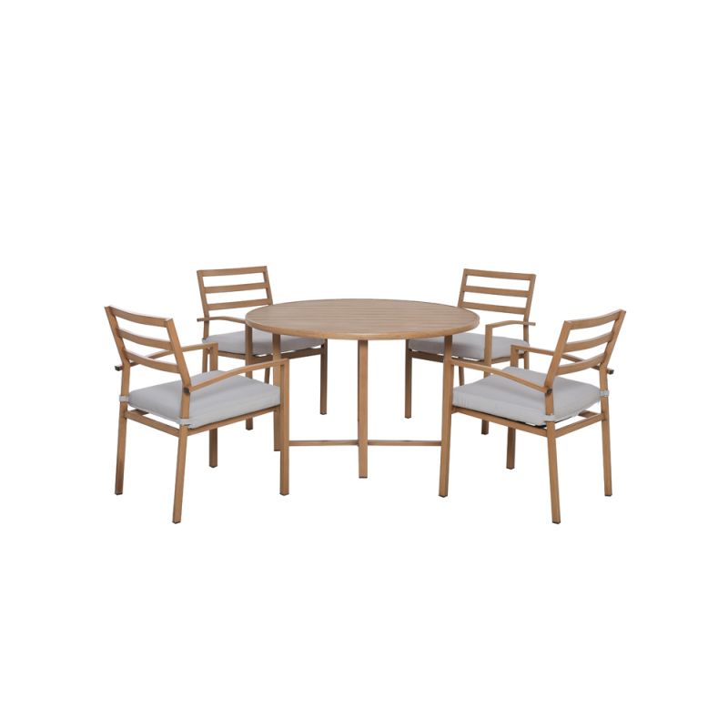 Pulaski - 5 PC Round Outdoor Dining Table Set with Slat Back Chairs - D552-OUT-K1