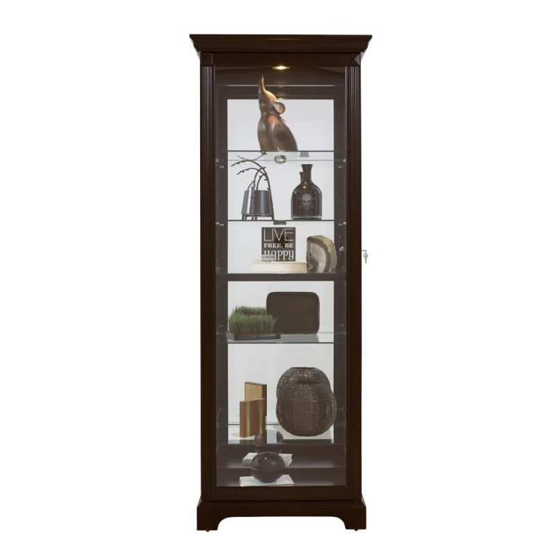 Pulaski - Locking Slide Door 5 Shelf Curio Cabinet in Deep Cherry Brown - 21459