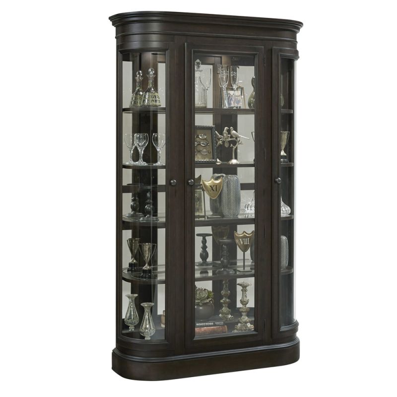 Pulaski - Curved End Display Curio Cabinet with Door in Espresso - P021703