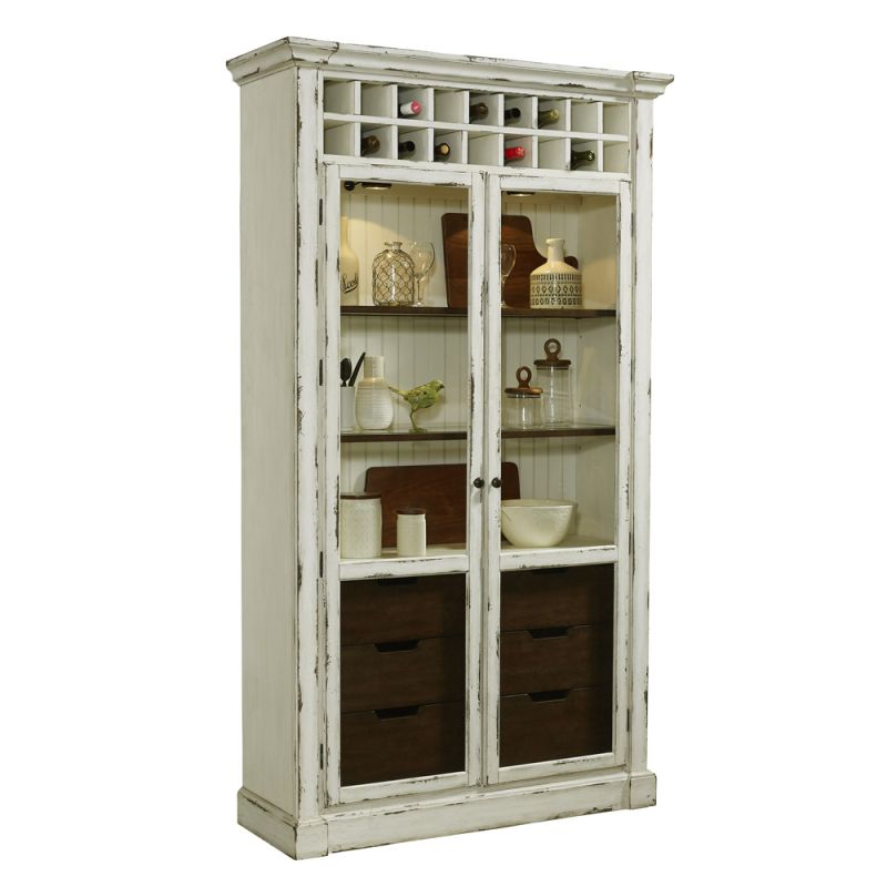 Pulaski - Display Curio Cabinet with Wine Storage in Antique White - P021713
