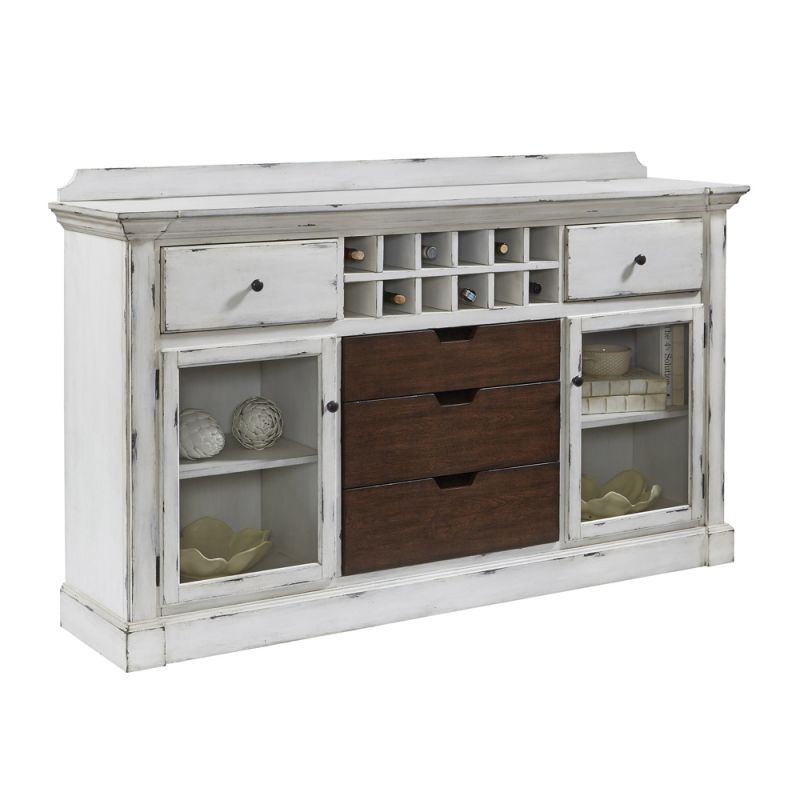Pulaski - Distressed Sideboard with Storage and USB in White - P021733