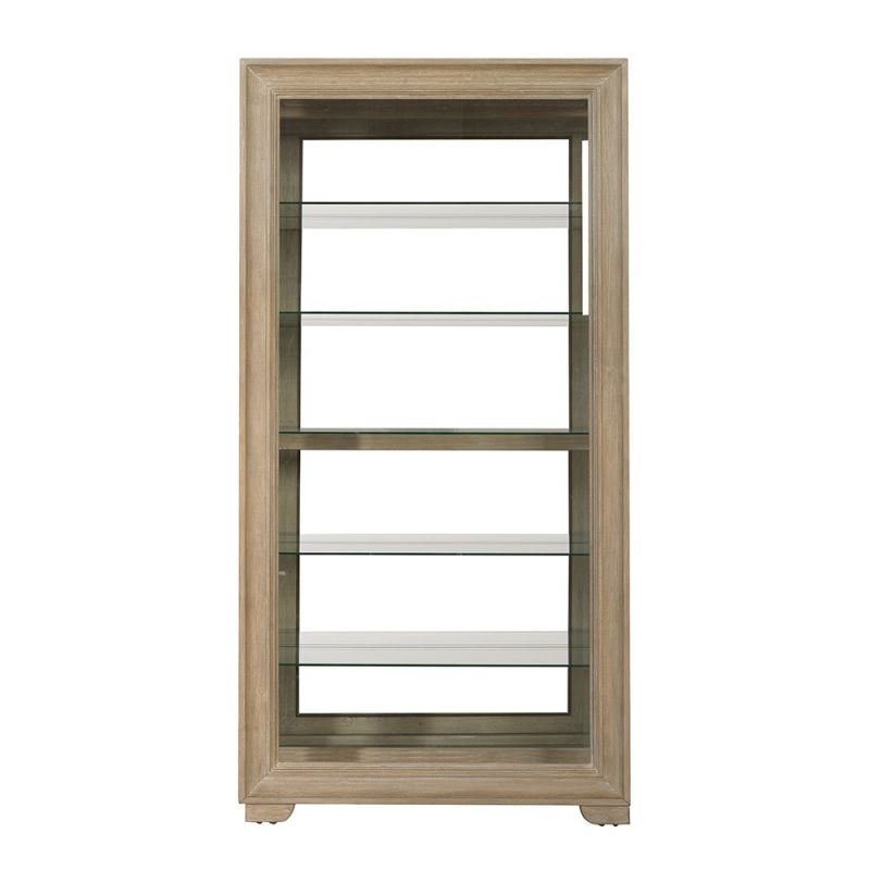 Pulaski - Light Wood Modern 5-Shelf Sliding Door Curio with LED Light - P021767