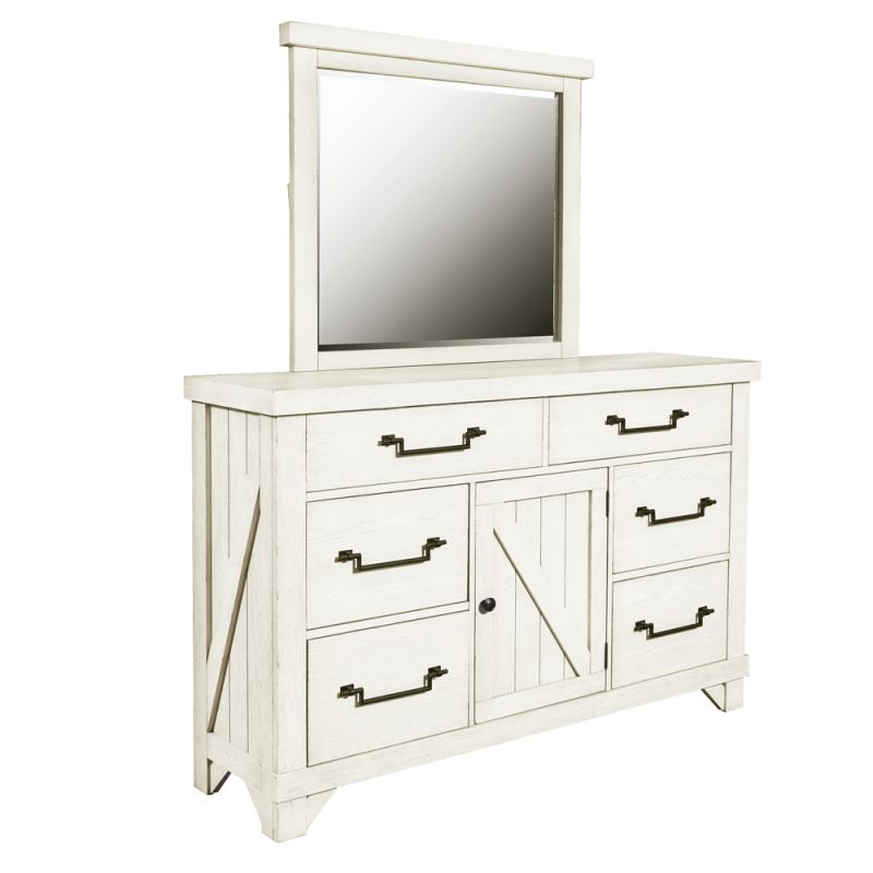 Pulaski - Maggie Valley Farmhouse 6 Drawer Dresser with Mirror - S806-BR-K7