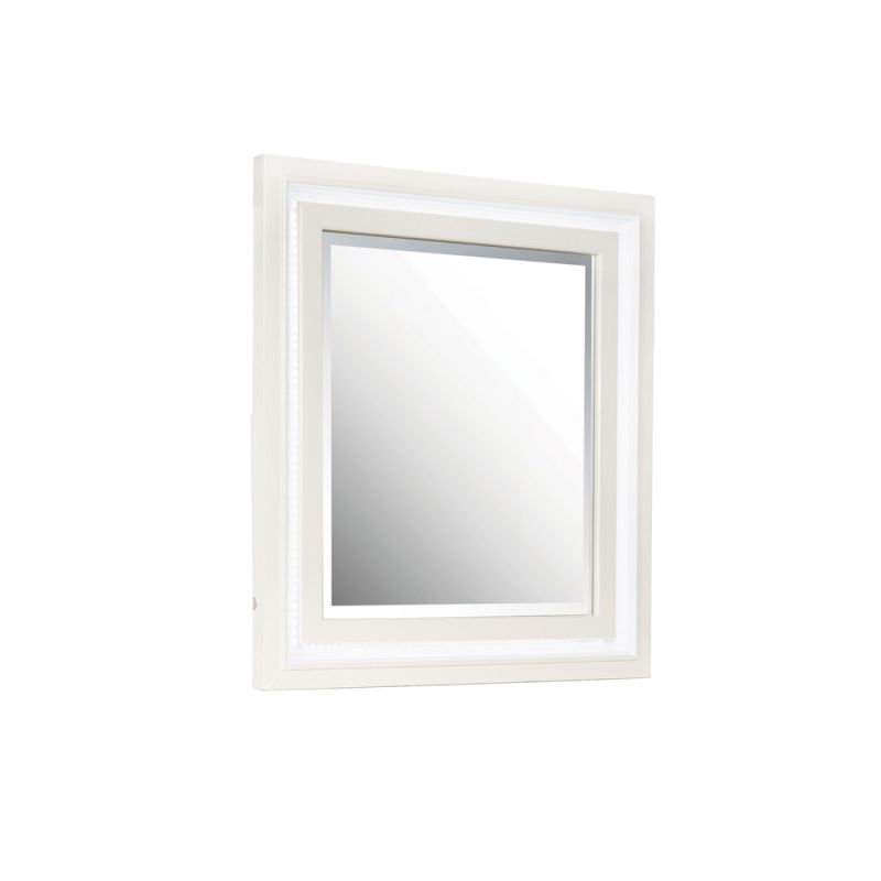 Pulaski - Melrose Beveled Dresser Mirror with LED Lights in a White Finish - S910-030