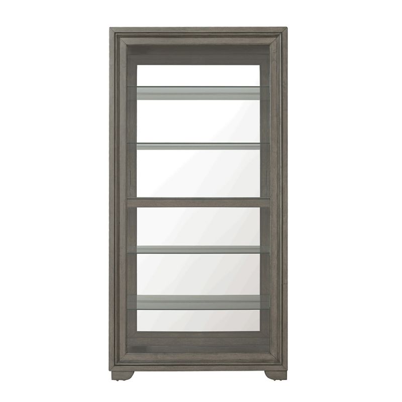 Pulaski - Modern Wood Framed 5-Shelf Sliding Door Curio with LED Light - P021765