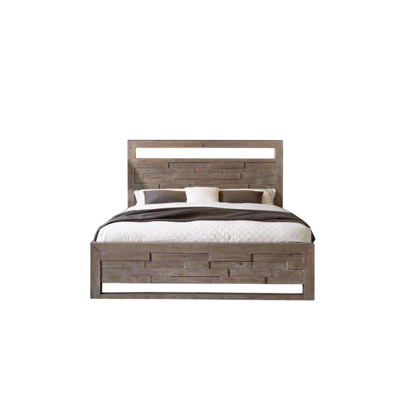 Riverside Furniture - Intrigue King Led Panel Bed in Hazelwood - 39372_39380_39381