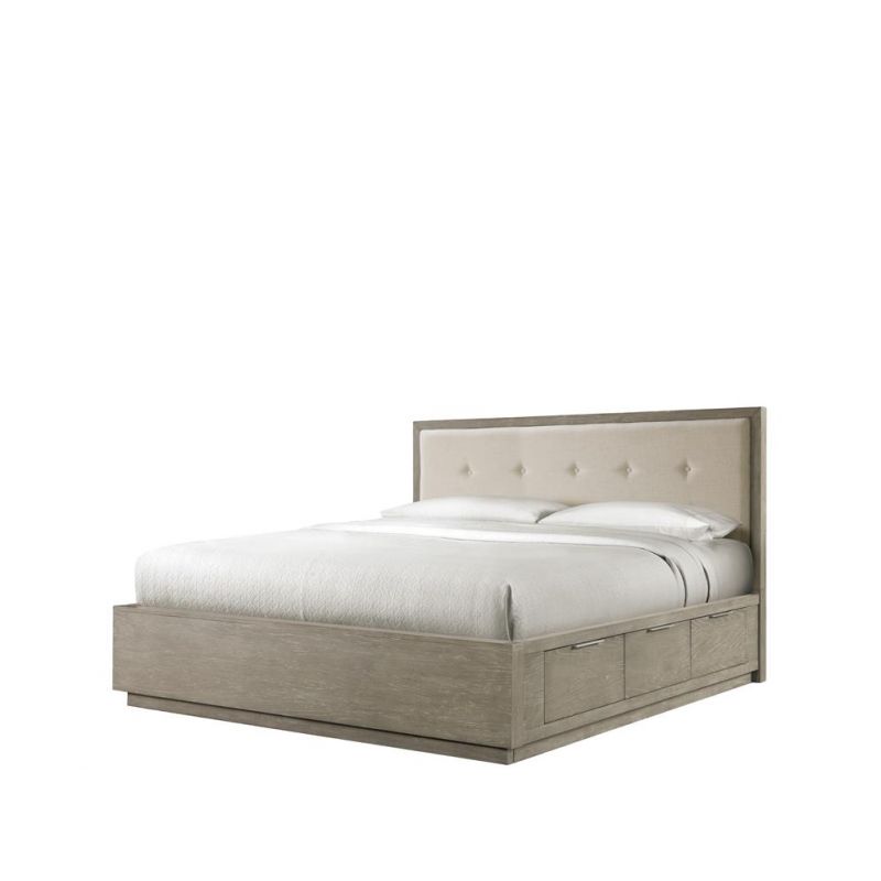 Riverside Furniture - Zoey King Low Upholstered Double Storage Bed in Urban Gray - 58073_58081_58088