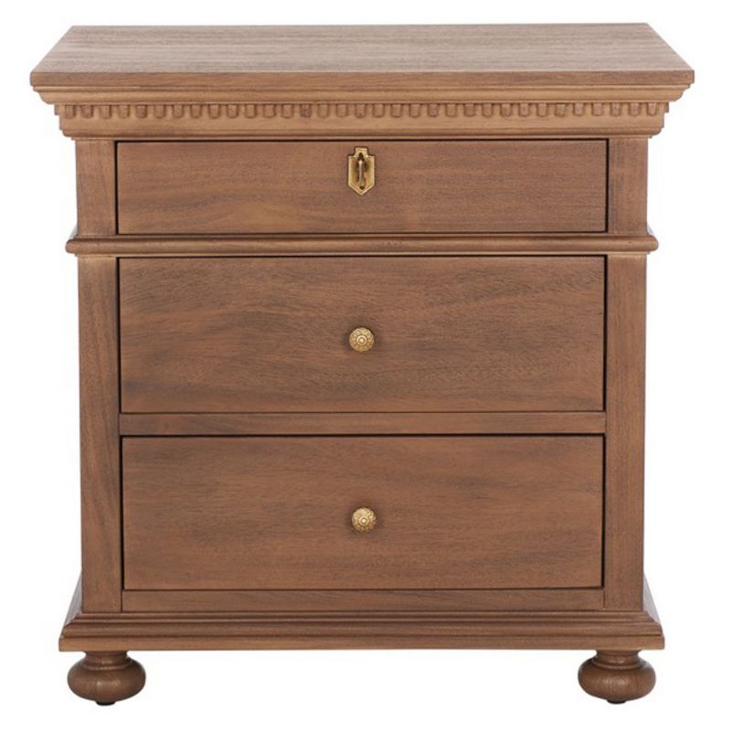 Safavieh - Couture - Allisyn 3 Drawer Wd Nightstand - Brown - SFV7706A