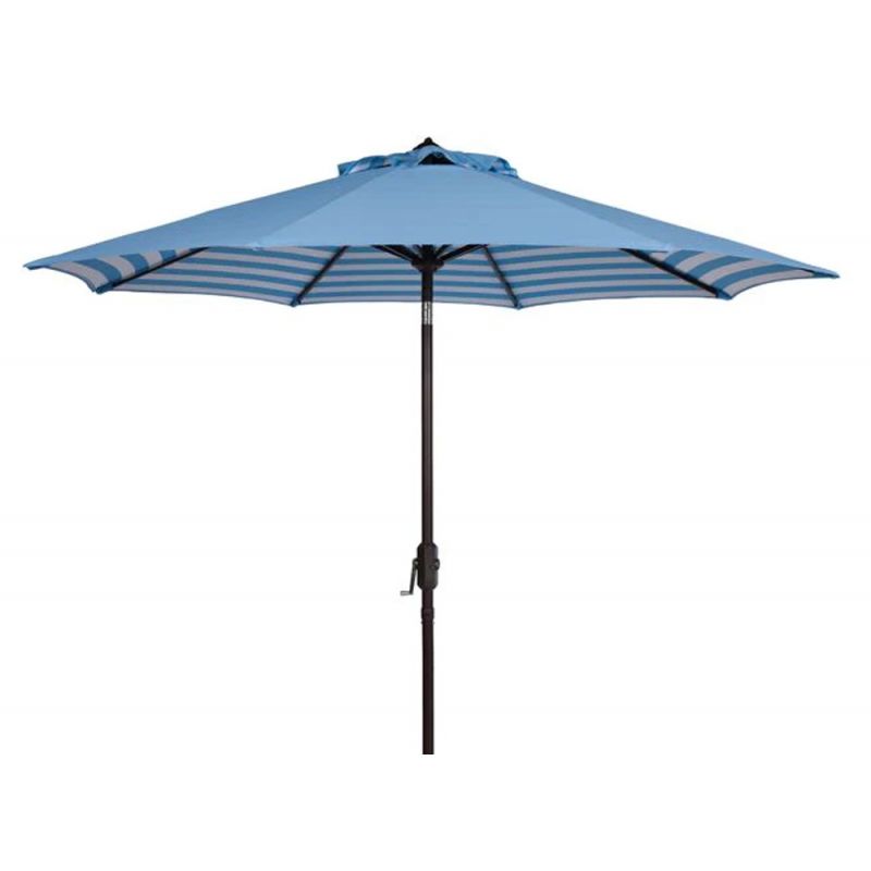 Safavieh - Athens 11Ft Crank Umbrella - Baby Blue - White - PAT8107C