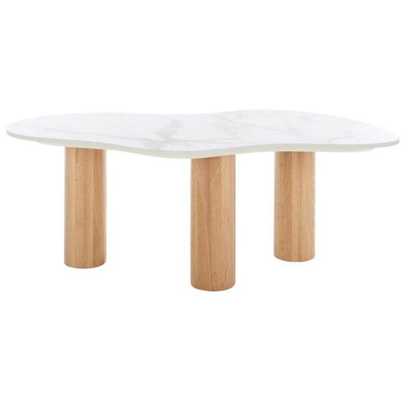 Safavieh - Aurora Curvy Coffee Table - White Ceramic Faux Marble - Na - COF8103A