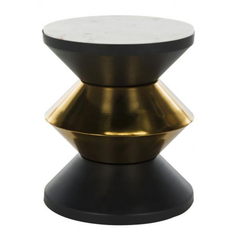 Safavieh - Azizi Stone Top Side Table - Black - Gold - ACC3202A