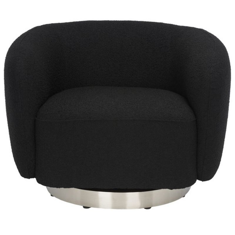 Safavieh - Couture - Bernard Swivel Accent Chair - Black - Chrome - SFV5018B