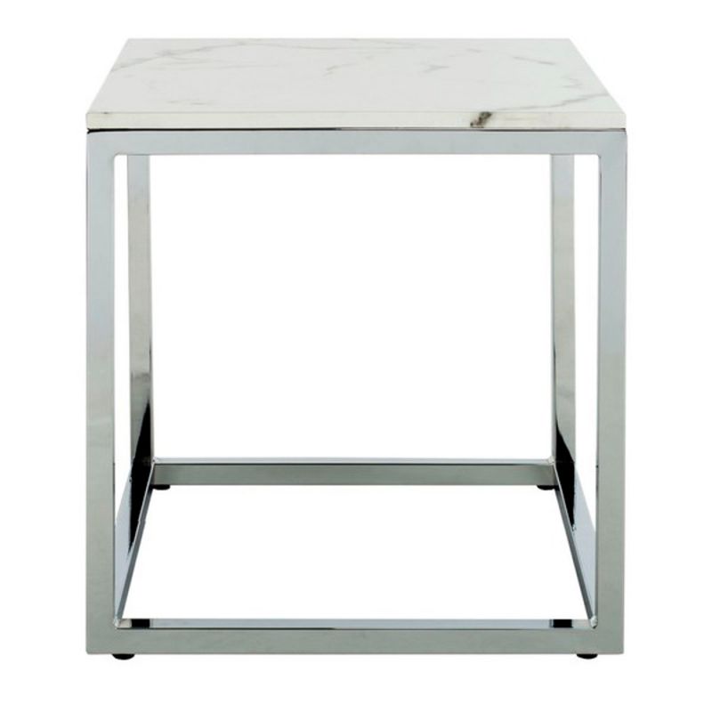 Safavieh - Bethany Square End Table - White - Chrome - ACC6201B