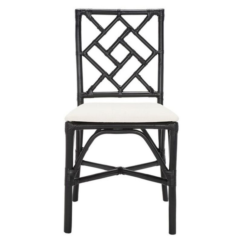 Safavieh - Bhumi Accent Chair W/ Cushion - White - Black  (Set of 2) - ACH6509C-SET2