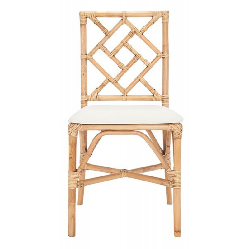 Safavieh - Bhumi Accent Chair W/ Cushion - White - Honey Brwn Wash  (Set of 2) - ACH6509B-SET2