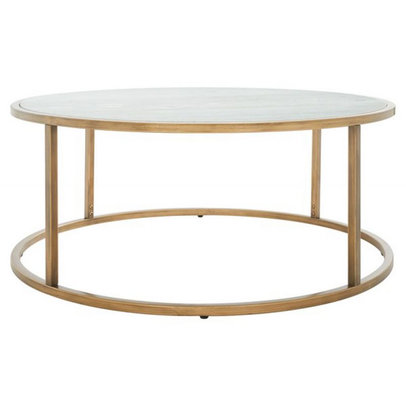Safavieh - Couture - Brynna Round Marble Coffee Table - Bronze - White - SFV9514A