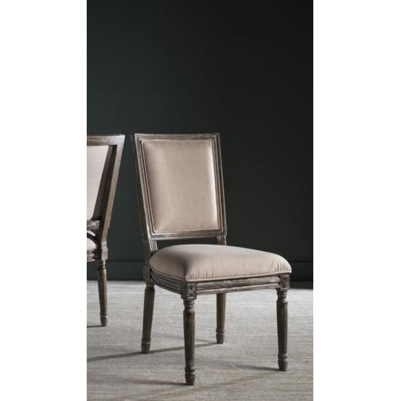 Safavieh - Buchanan Rect Side Chair - Beige - Rustic Oak  (Set of 2) - FOX6229G-SET2