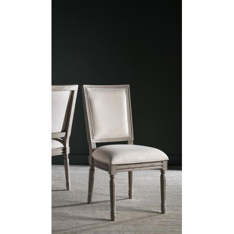 Safavieh - Buchanan Rect Side Chair - Light Beige - Rustic Grey  (Set of 2) - FOX6229H-SET2