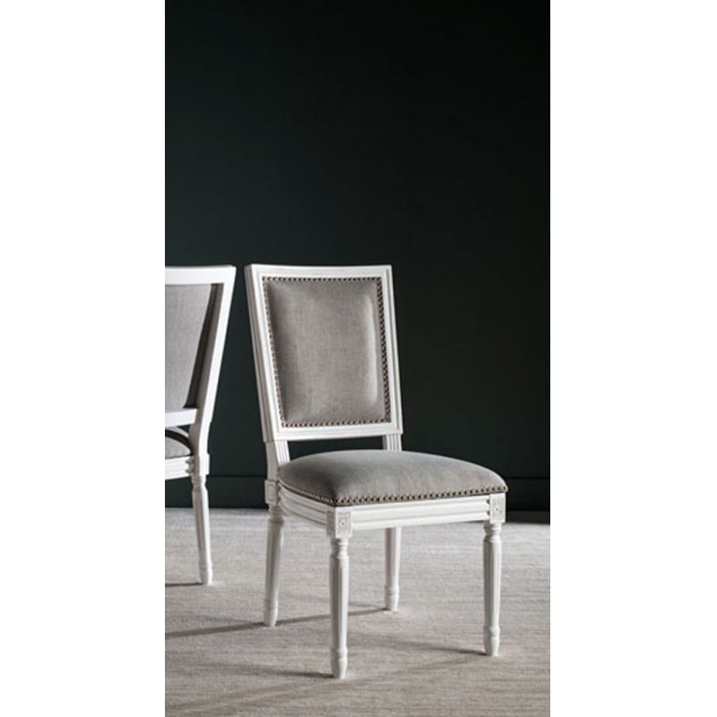 Safavieh - Buchanan Rect Side Chair - Light Grey - Cream  (Set of 2) - FOX6229D-SET2