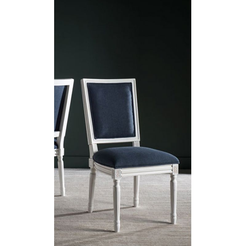 Safavieh - Buchanan Rect Side Chair - Navy - Creme  (Set of 2) - FOX6229C-SET2