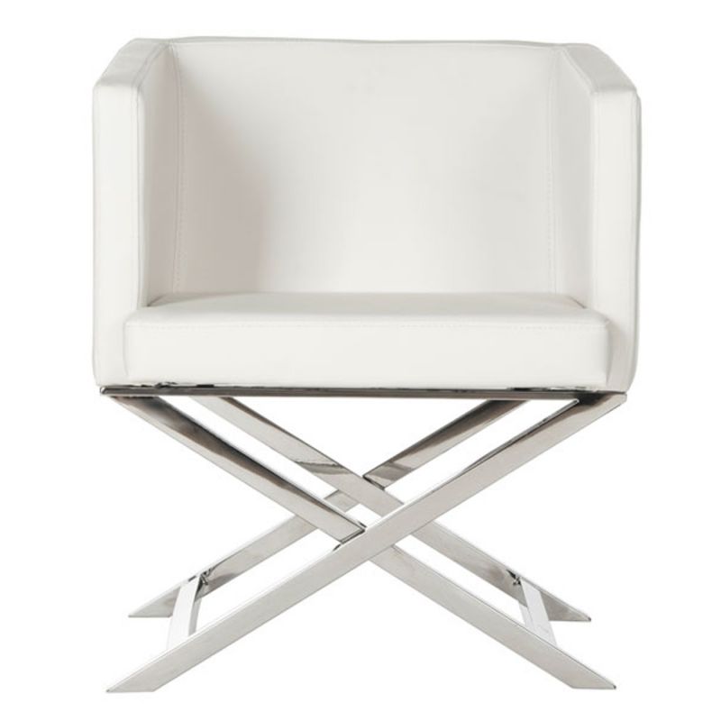 Safavieh - Celine Chair - White - Chrome - FOX2033C