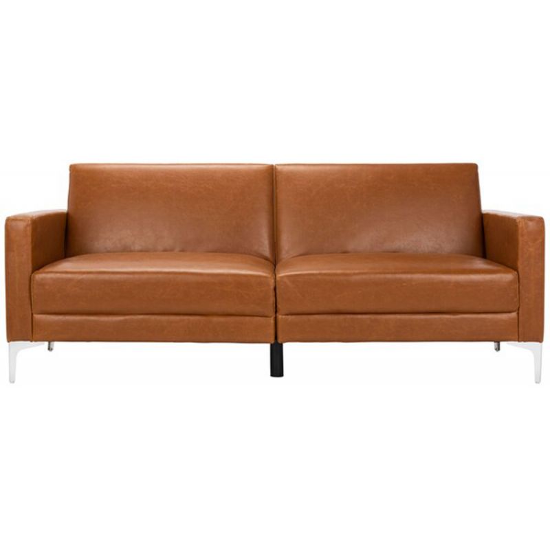 Safavieh - Chelsea Foldable Futon Sofa Bed - Cognac - Chrome - LVS2005C