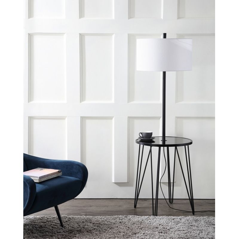 Safavieh - Ciro Floor Lamp Side Table - Black - White - FLL4010A