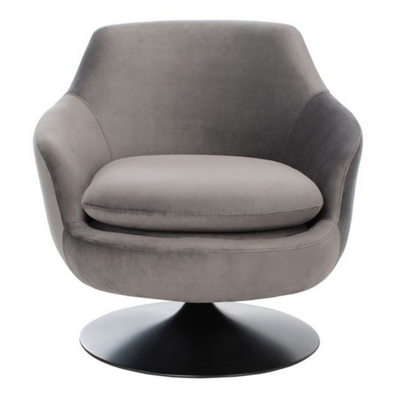 Safavieh - Couture - Citrine Velvet Swivel Chair - Dark Grey - Black - SFV4743B