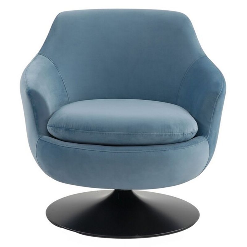 Safavieh - Couture - Citrine Velvet Swivel Chair - Light Blue - Black - SFV4743A