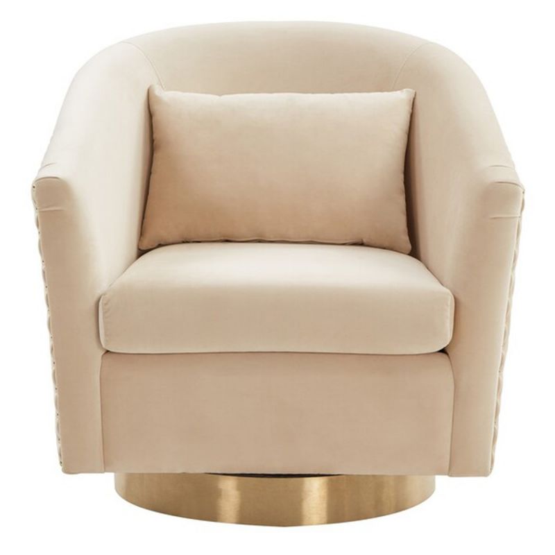 Safavieh - Couture - Clara Quilted Swivel Tub Chair - Creme - Gold - SFV4702L