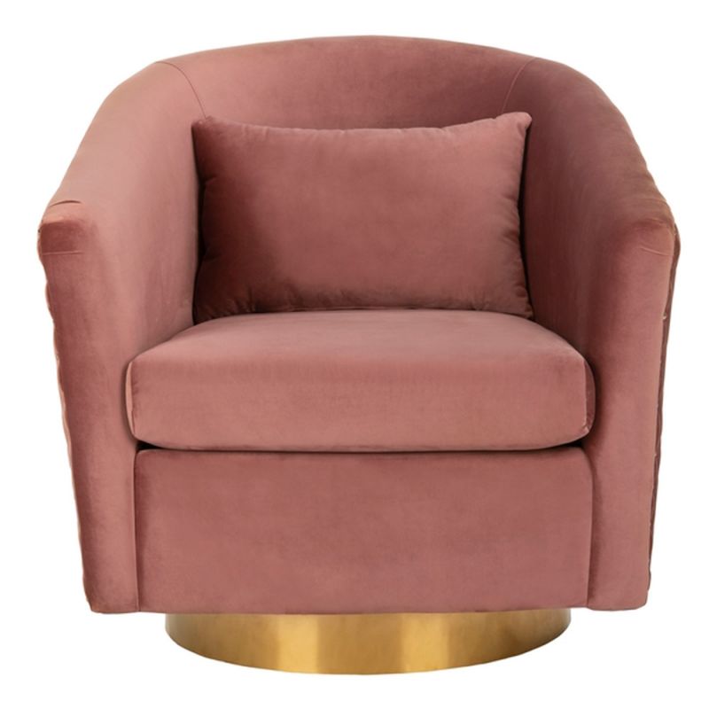 Safavieh - Couture - Clara Quilted Swivel Tub Chair - Dusty Rose - Gold - SFV4702A