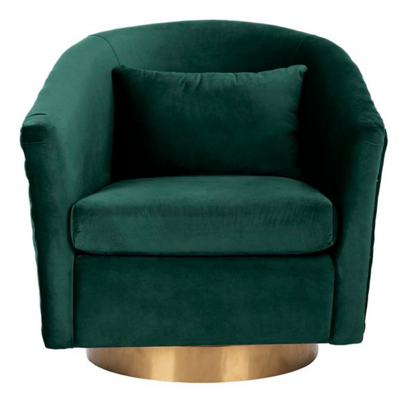 Safavieh - Couture - Clara Quilted Swivel Tub Chair - Emerald - Gold - SFV4702B