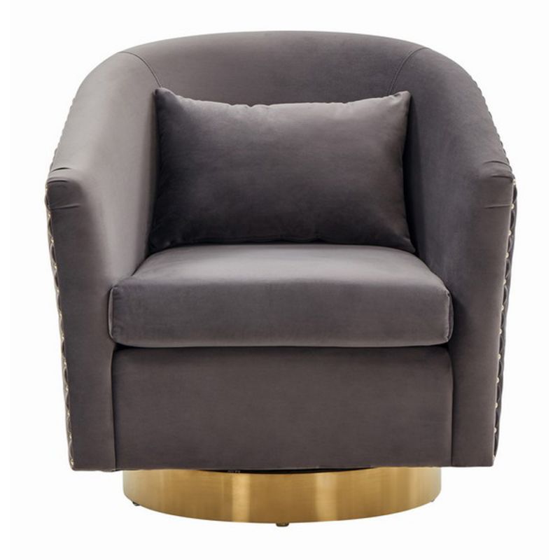 Safavieh - Couture - Clara Quilted Swivel Tub Chair - Gold - Slate Grey - SFV4702J