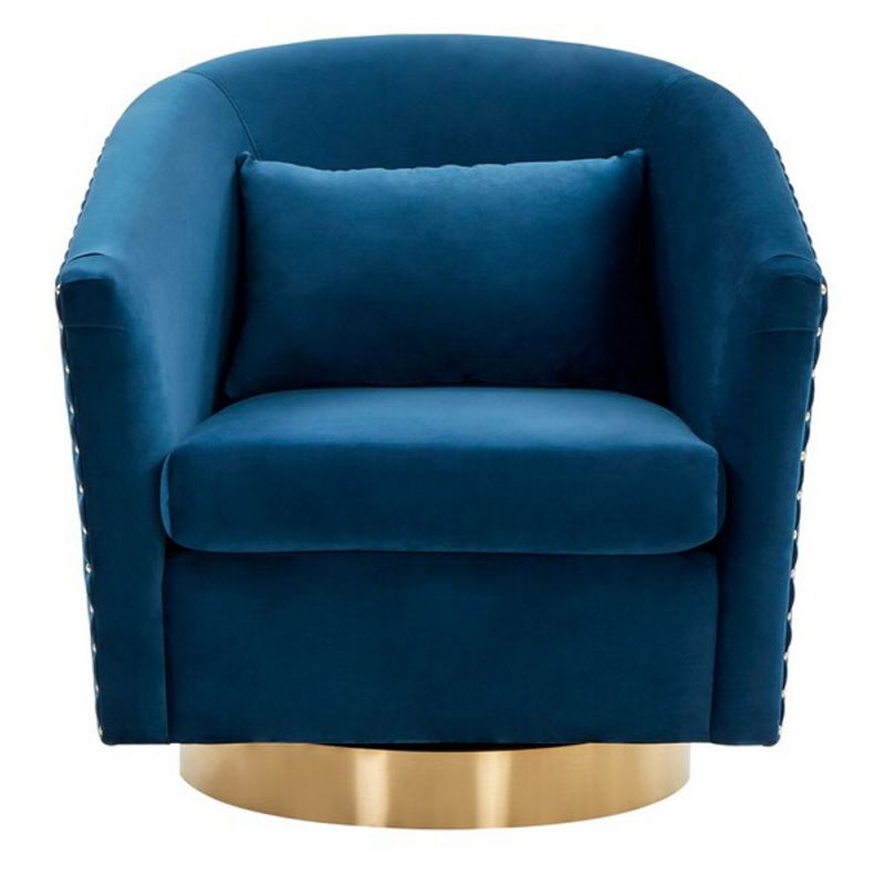 Safavieh - Couture - Clara Quilted Swivel Tub Chair - Navy - Gold - SFV4702K