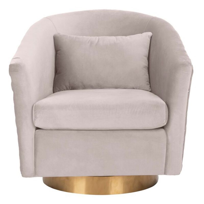 Safavieh - Couture - Clara Quilted Swivel Tub Chair - Pale Taupe - Gold - SFV4702C