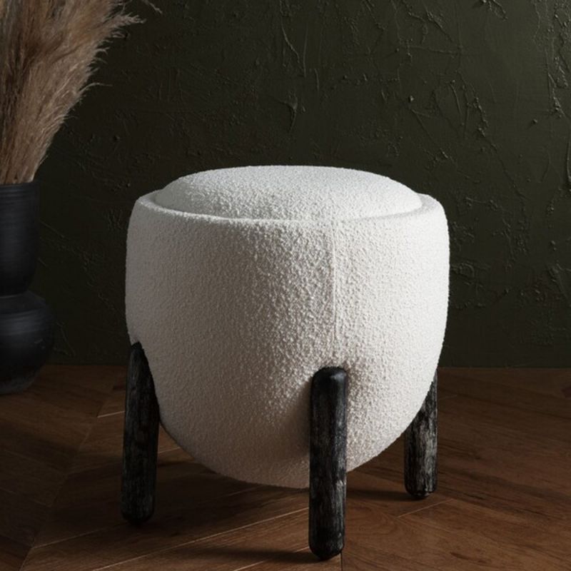 Safavieh - Couture - Clarabella Upholstered Ottoman - Ivory - Black - SFV4800A