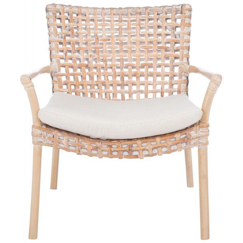 Safavieh - Collette Rattn Acct Chair W/Ch - White - White Washed - ACH6515B