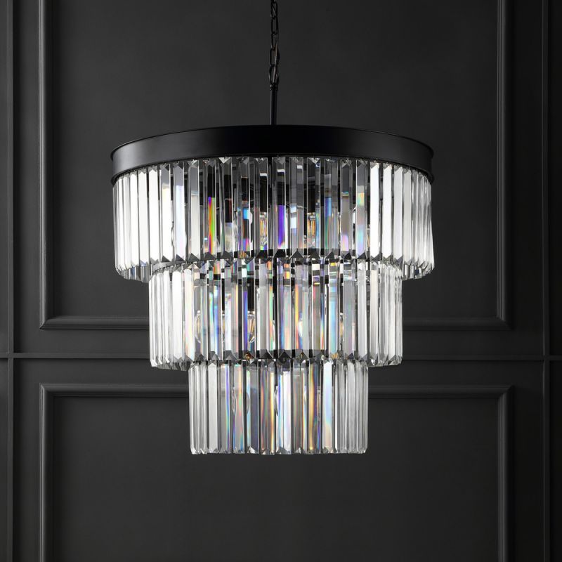 Safavieh - Couture - Coulette 3 Tier Crystal Chandelier - Black - CTL1007A