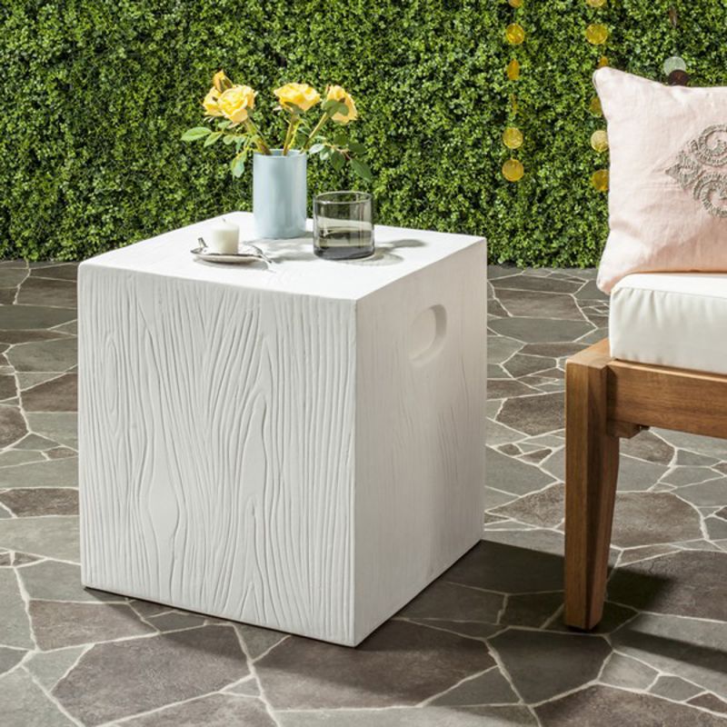 Safavieh - Cube In/Outdoor Accent Stool - Ivory - VNN1003B