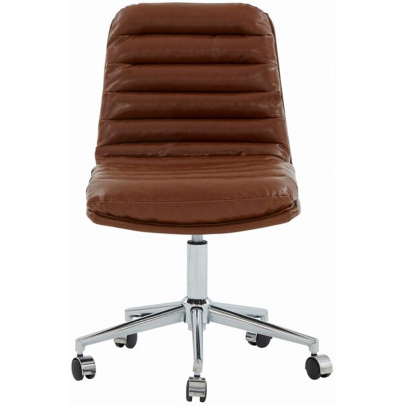 Safavieh - Couture - Decolin Swivel Desk Chair - Brown - Silver - SFV5054B