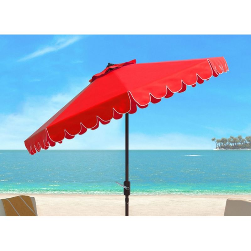 Safavieh - Dorinda 9Ft Crank Umbrella - Red - White - PAT8010C