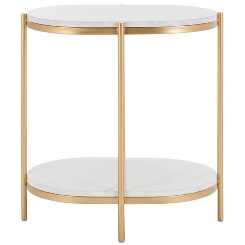 Safavieh - Dove End Table - White Faux Marble - Gold - ACC2501A