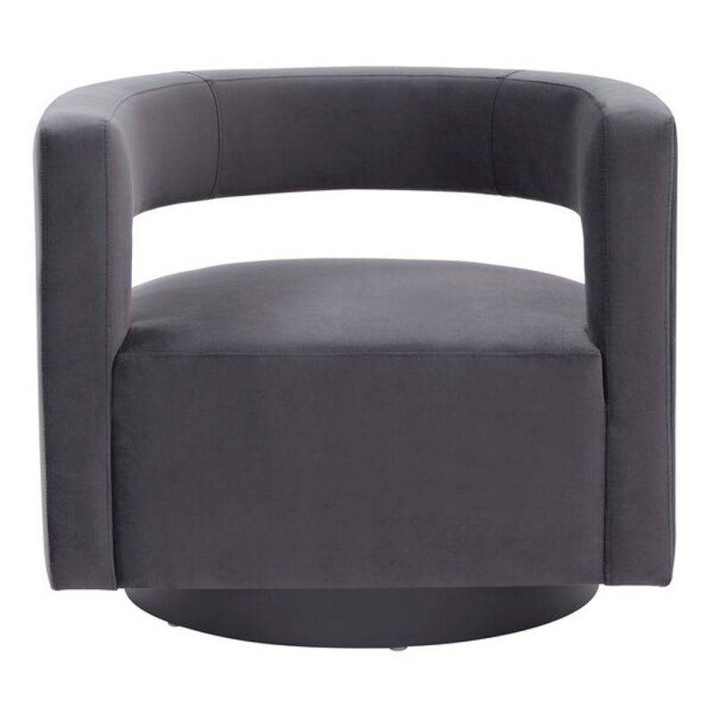 Safavieh - Couture - Edgar Velvet  Swivel Chair - Dark Grey - Black - SFV4764C