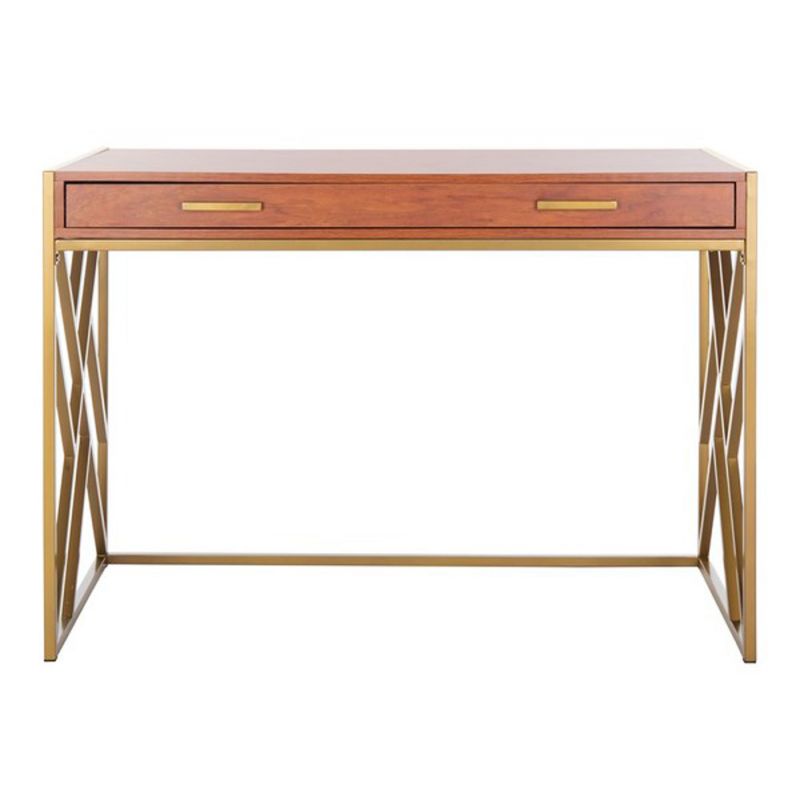 Safavieh - Elaine 1 Drawer Desk - Natural - Gold - DSK2201C